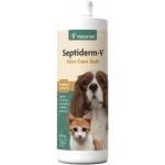 Champú Septiderm-V NaturVet de 473 ml, envase con etiqueta beige y verde