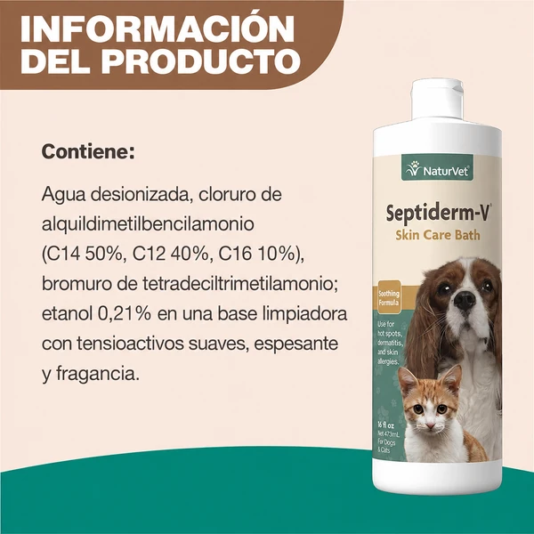 Beneficios de Septiderm-V para la picazón y la limpieza de la piel y el pelaje